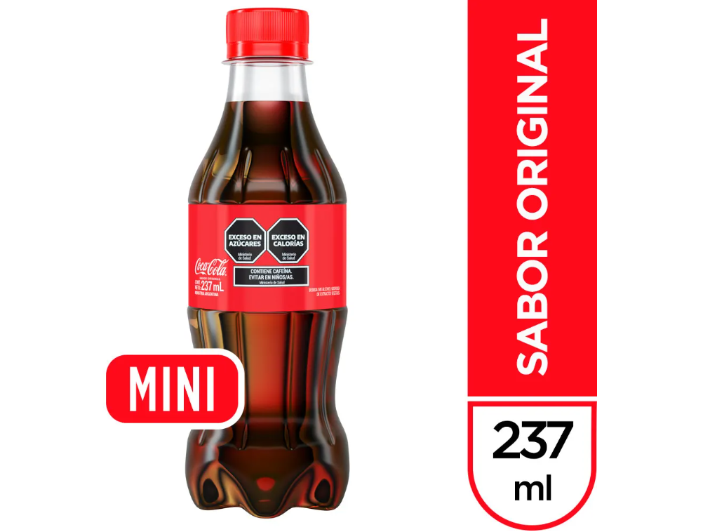 Coca-Cola sabor original 237 ml junto a productos Teque Glup